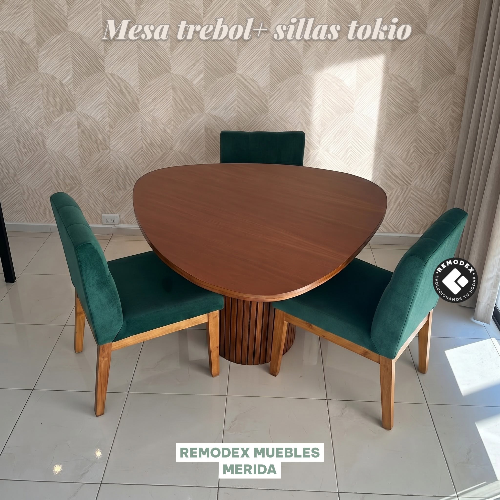 COMEDOR 3P MESA TREBOL + 3 SILLAS TOKIO