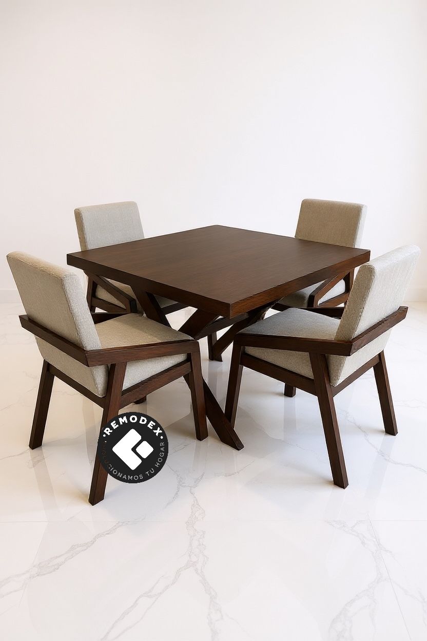 COMEDOR 4P MESA CRUZ/ALEJANDRA (ROBLE/PISSA BEIGE)