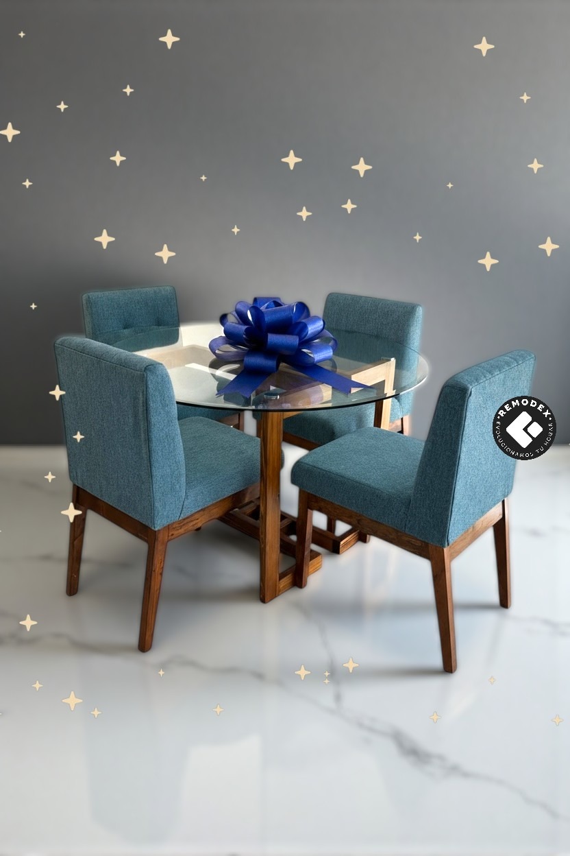 COMEDOR 4P SILLAS TOKIO/ MESA BARCELONA (ROBLE/VALLARTA OCEAN)