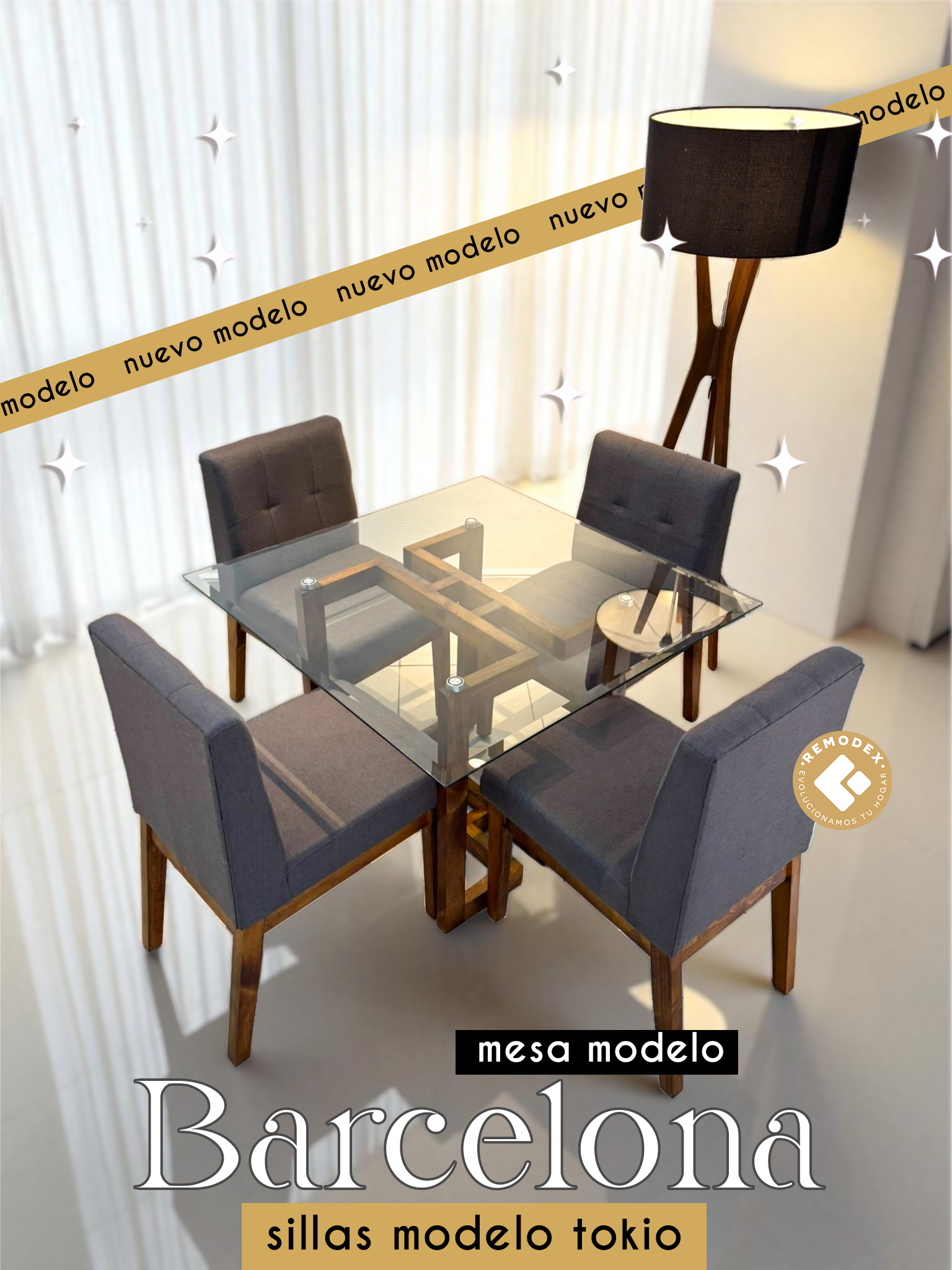 COMEDOR 4P SILLAS TOKIO/ MESA BARCELONA