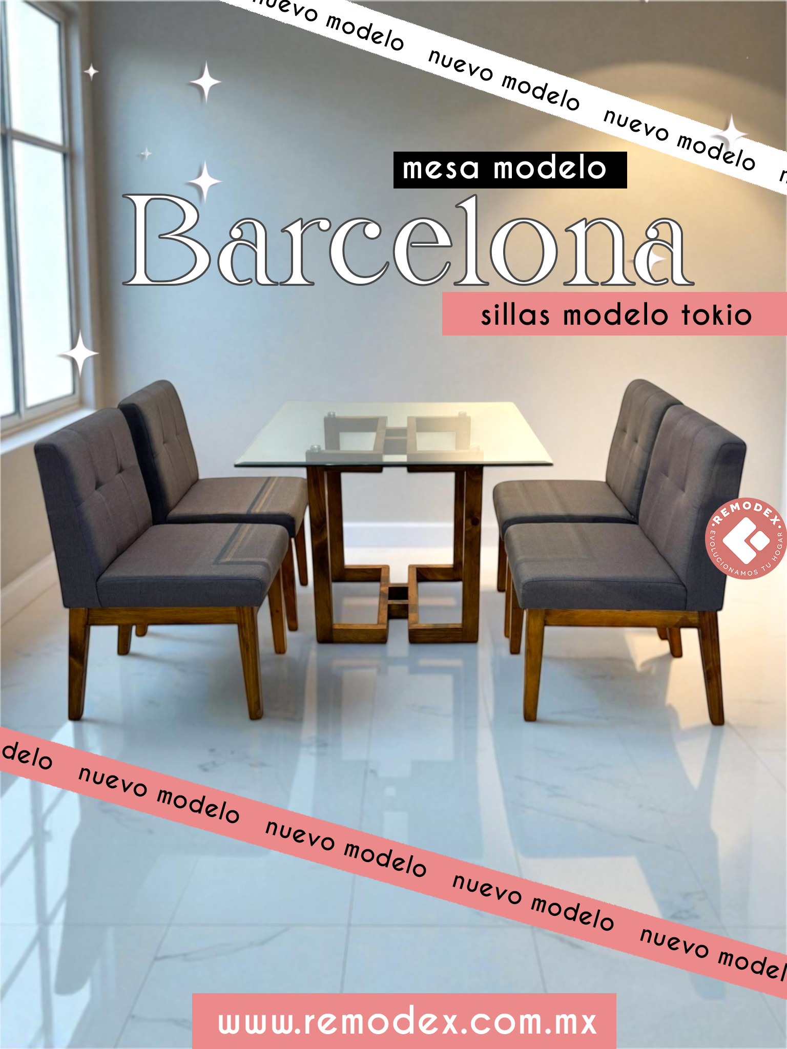 COMEDOR 4P SILLAS TOKIO/ MESA BARCELONA