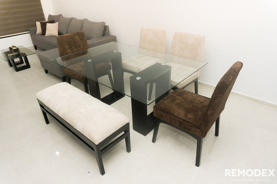 COMEDOR 6P MOD.2/BANCA/MESA FLOR CRISTAL