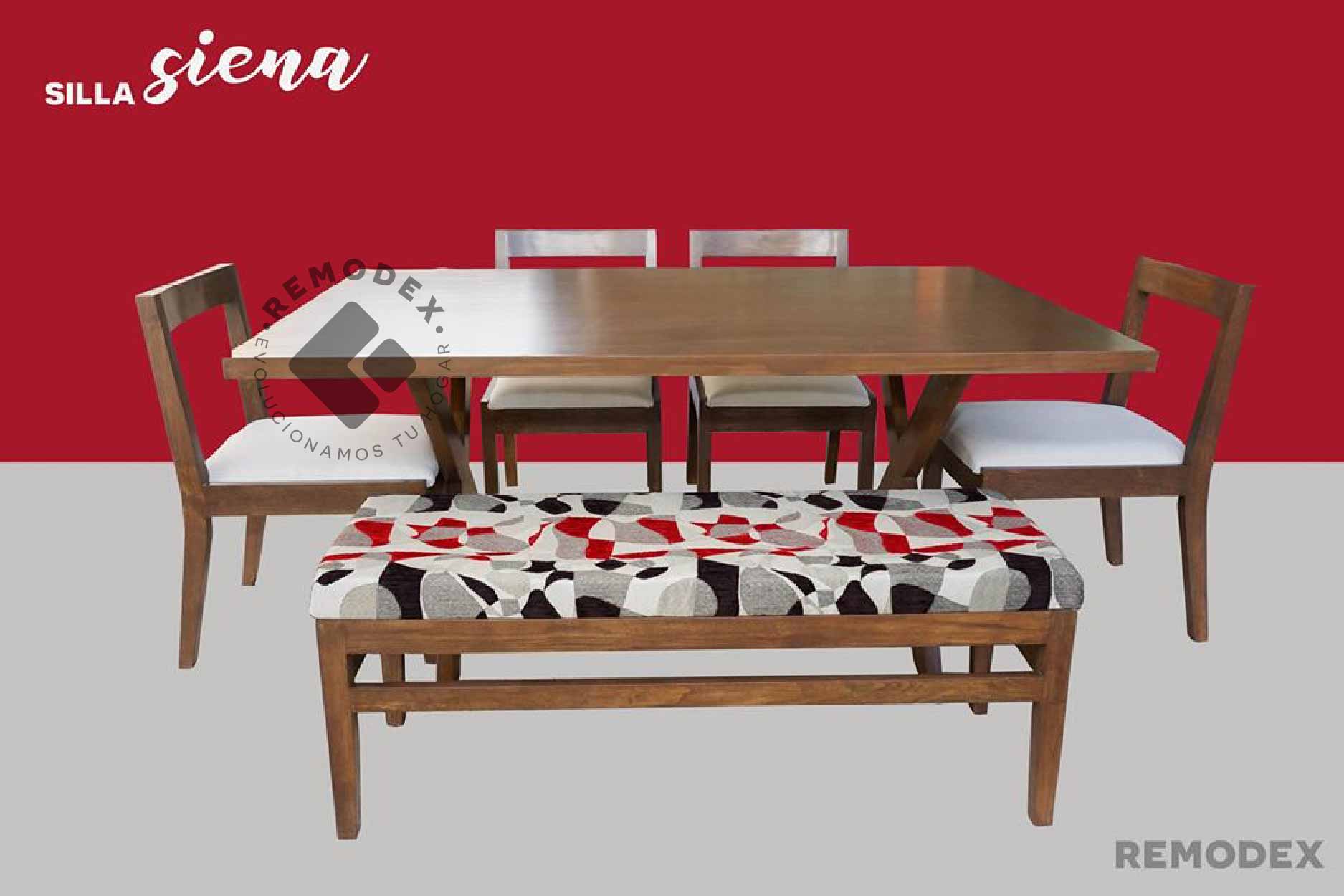 COMEDOR 6P SIENA/BANCA ESTAMPADA/CRUZ