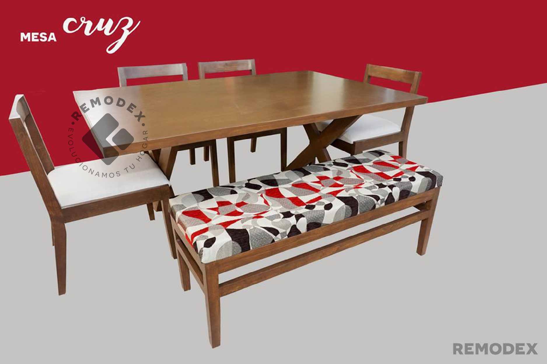 COMEDOR 6P SIENA/BANCA ESTAMPADA/CRUZ