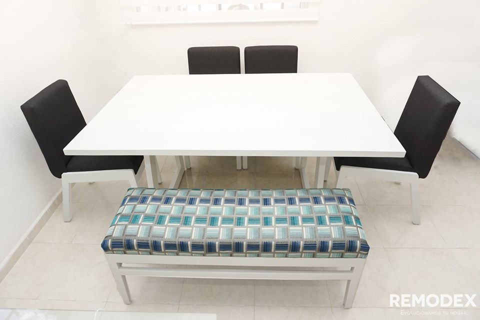 COMEDOR 6P VINTAGE/BANCA TEXTURA/MESA A BLANCO