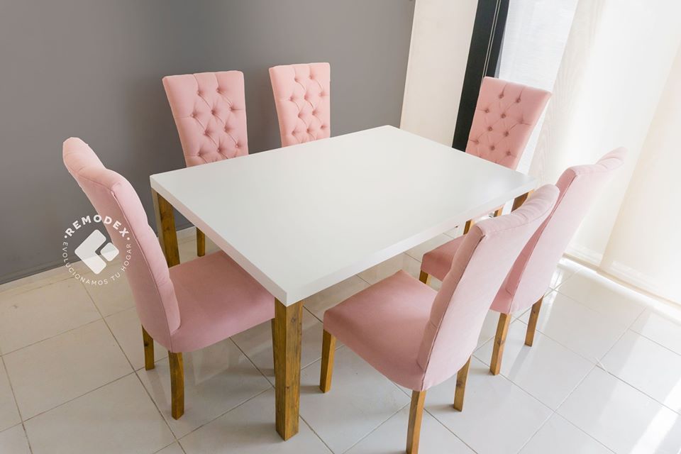 COMEDOR 6P CAPITON ALTO/MESA TULUM BLANCA