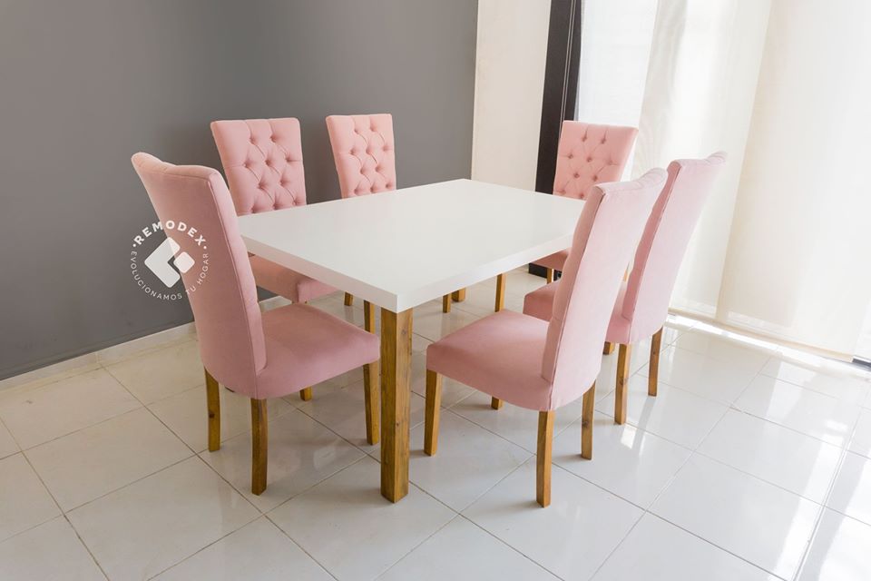 COMEDOR 6P CAPITON ALTO/MESA TULUM BLANCA