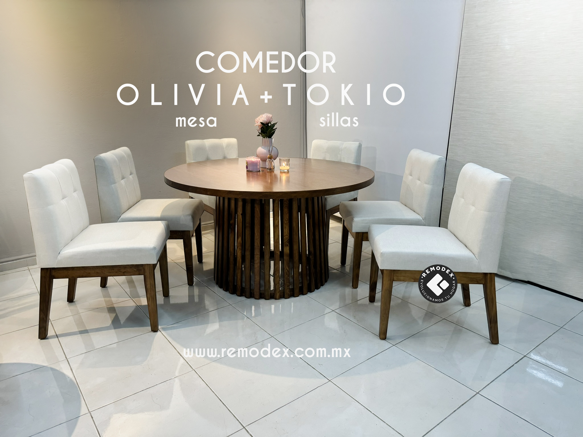 COMEDOR 6P CIRCULAR OLIVIA /TOKIO