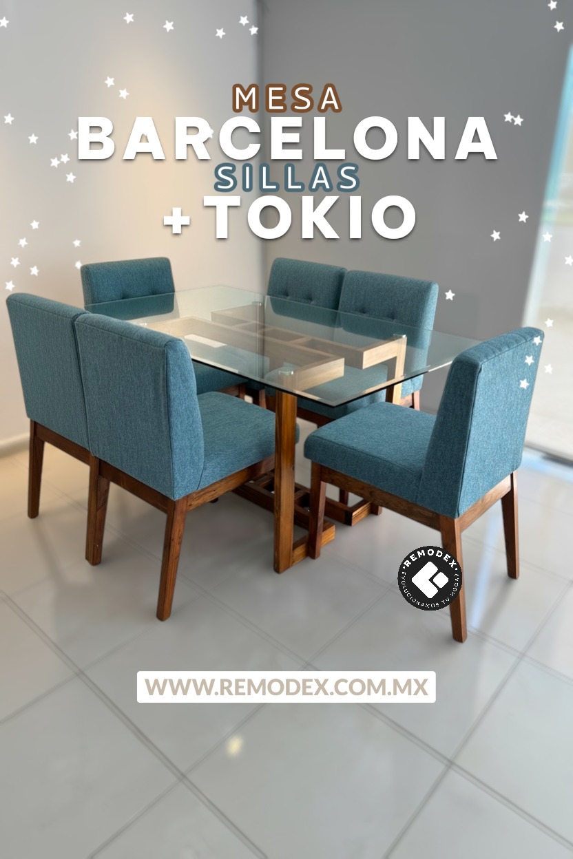 COMEDOR 6P MESA BARCELONA/SILLAS TOKIO