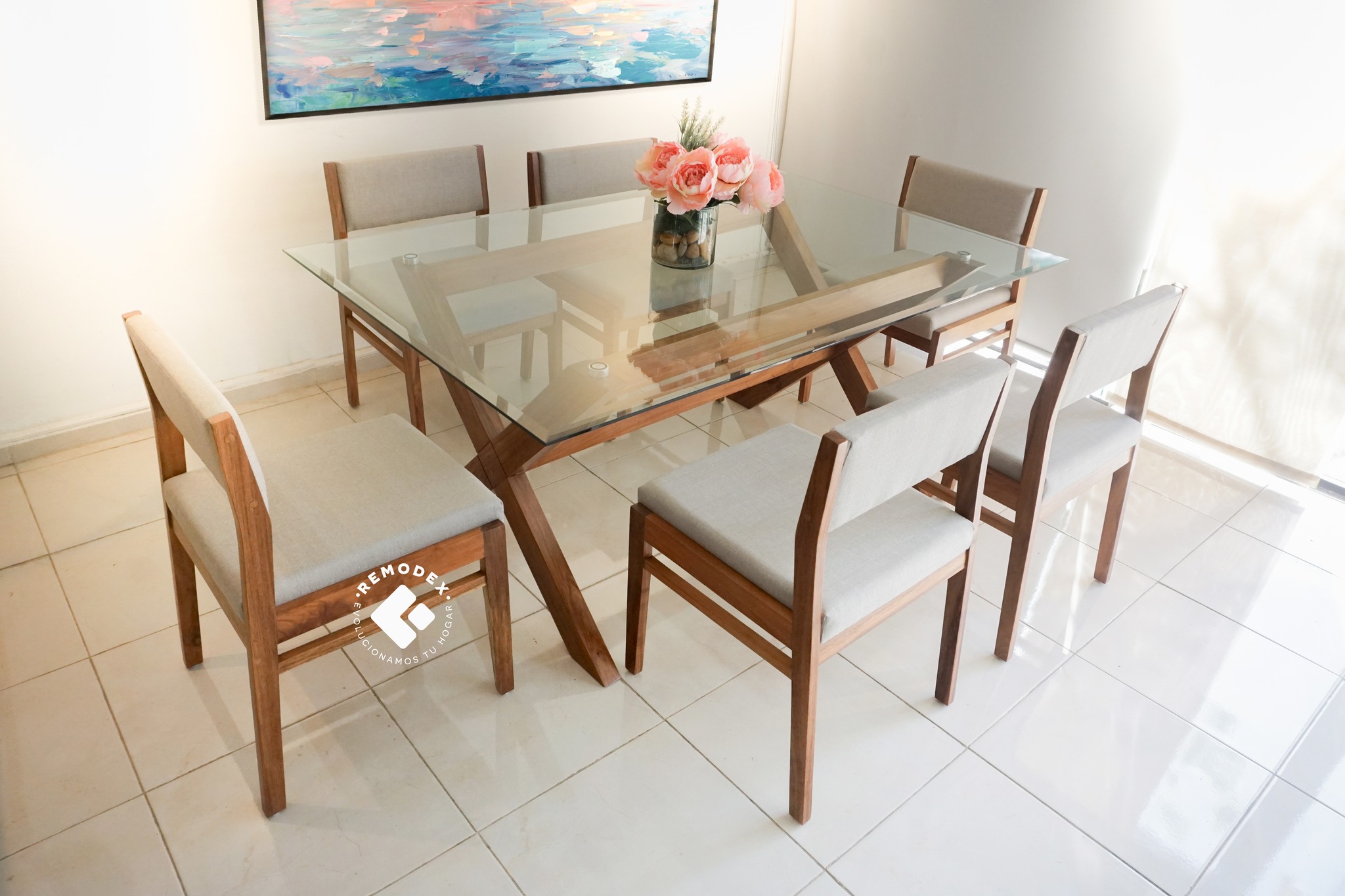 COMEDOR MESA CRUZ CRISTAL/SILLA MAR | Remodex