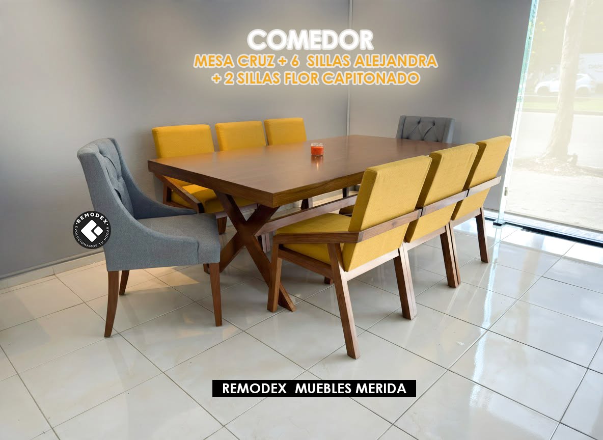 COMEDOR 8P ALEJANDRA/FLOR CAPITONADO/CRUZ