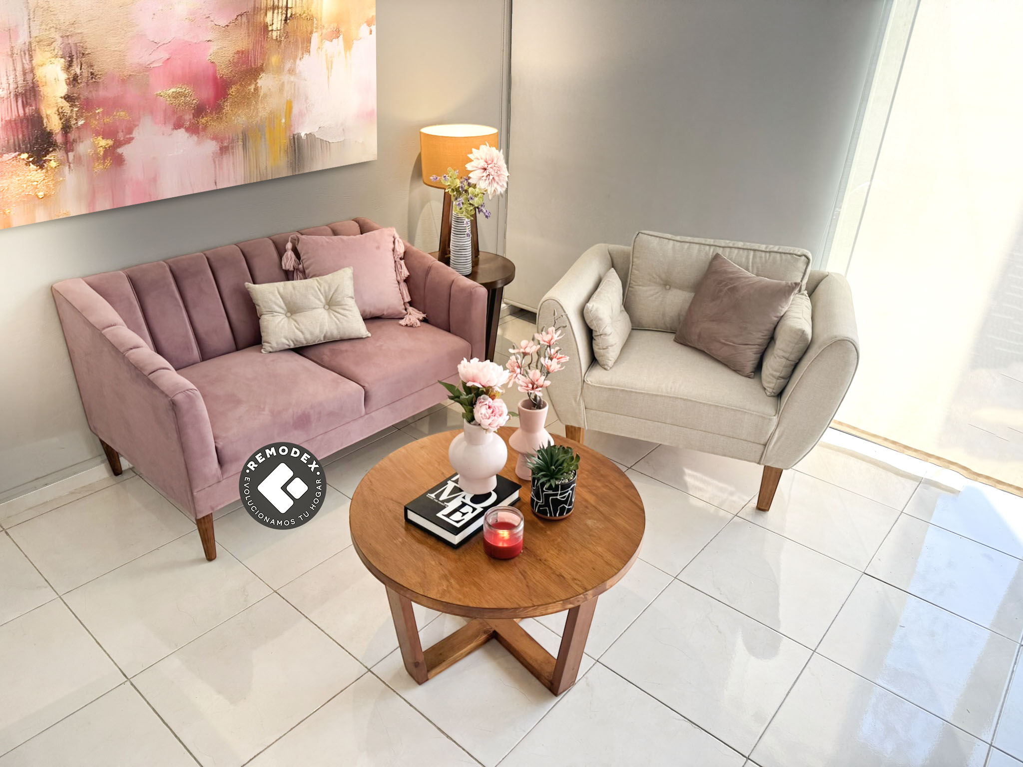 EXISTENCIA PAQUETE LOVE SEAT MAR + INDIVIDUAL OVAL P70 (LISSE ROSE GOLD + PISSA BEIGE)
