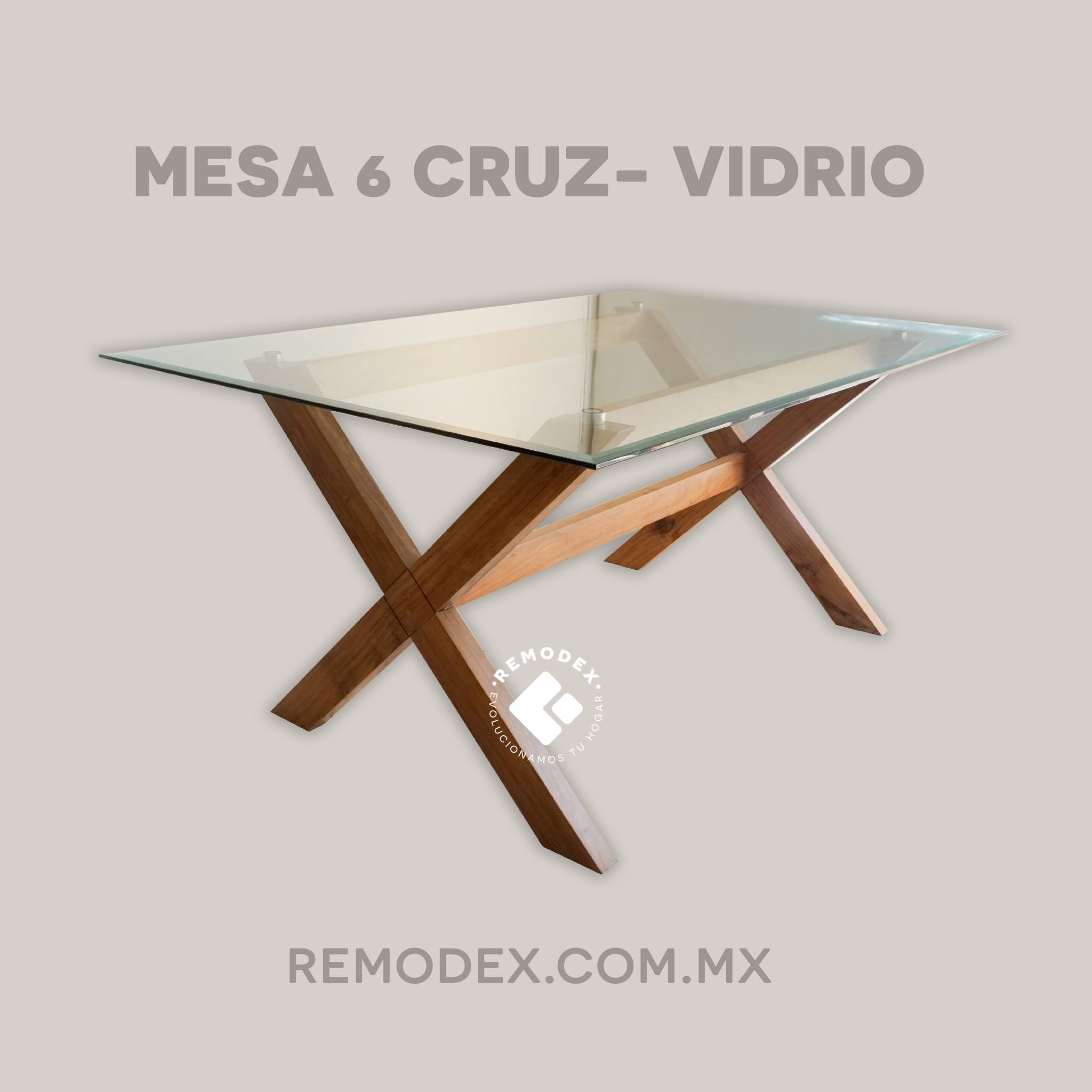 MESA 6P CRUZ CRISTAL