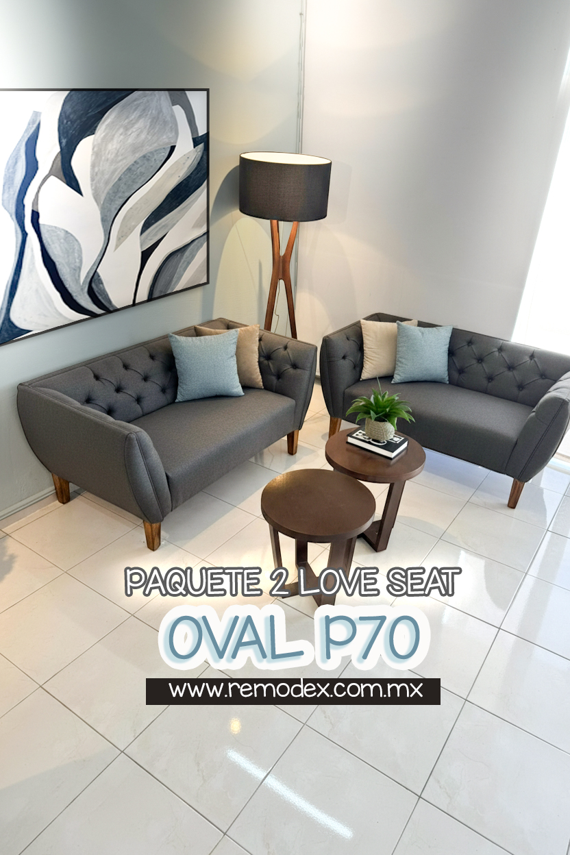 PAQUETE 2,2 LOVE SEAT OVAL CAPITONADO