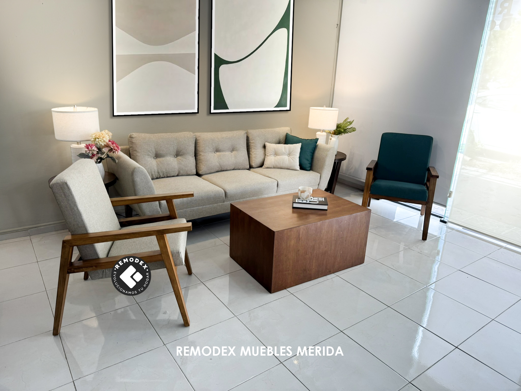 PAQUETE 2 SILLETAS NATURA + SOFÁ OVAL REGULAR