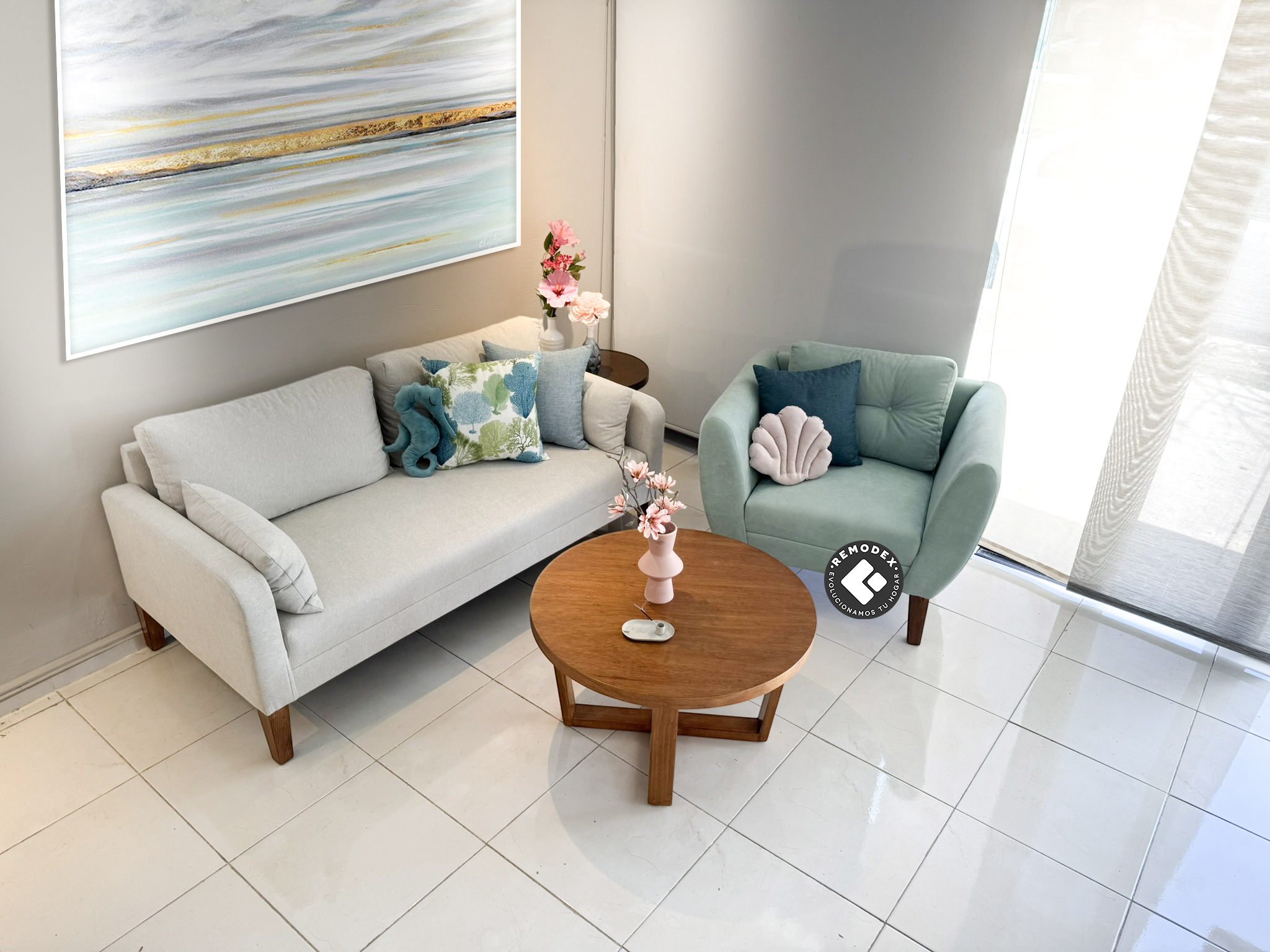 PAQUETE LOVE SEAT LUCÍA + INDIVIDUAL OVAL