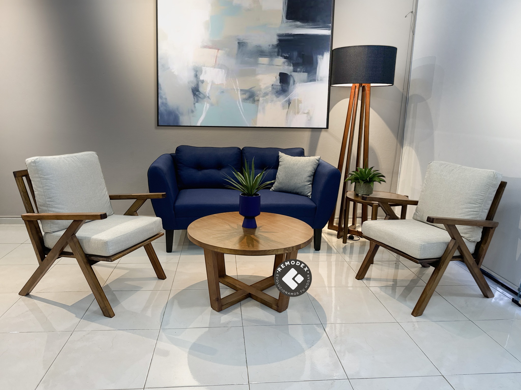 PAQUETE LOVE SEAT OVAL + 2 SILLETAS CALGARY (MICHELLE MOON NIGHT/PISSA BEIGE)