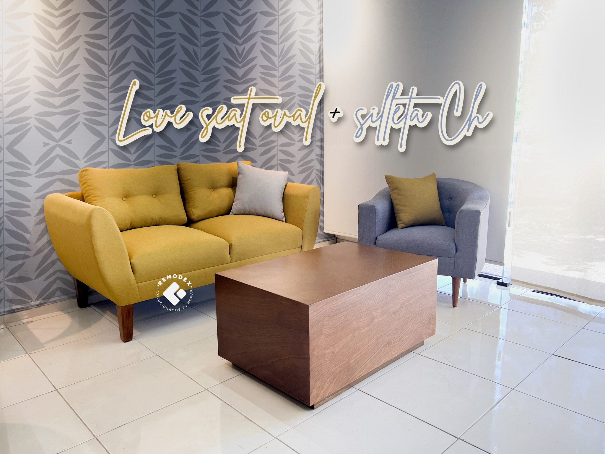 PAQUETE SALA LOVE SEAT OVAL + SILLETA CH