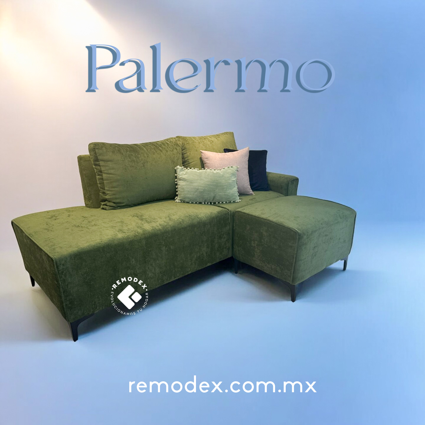 SOFÁ L PALERMO (TERCIOPELO OLIVO)